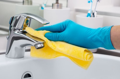 Professional carpet cleaner completing a safe and careful service